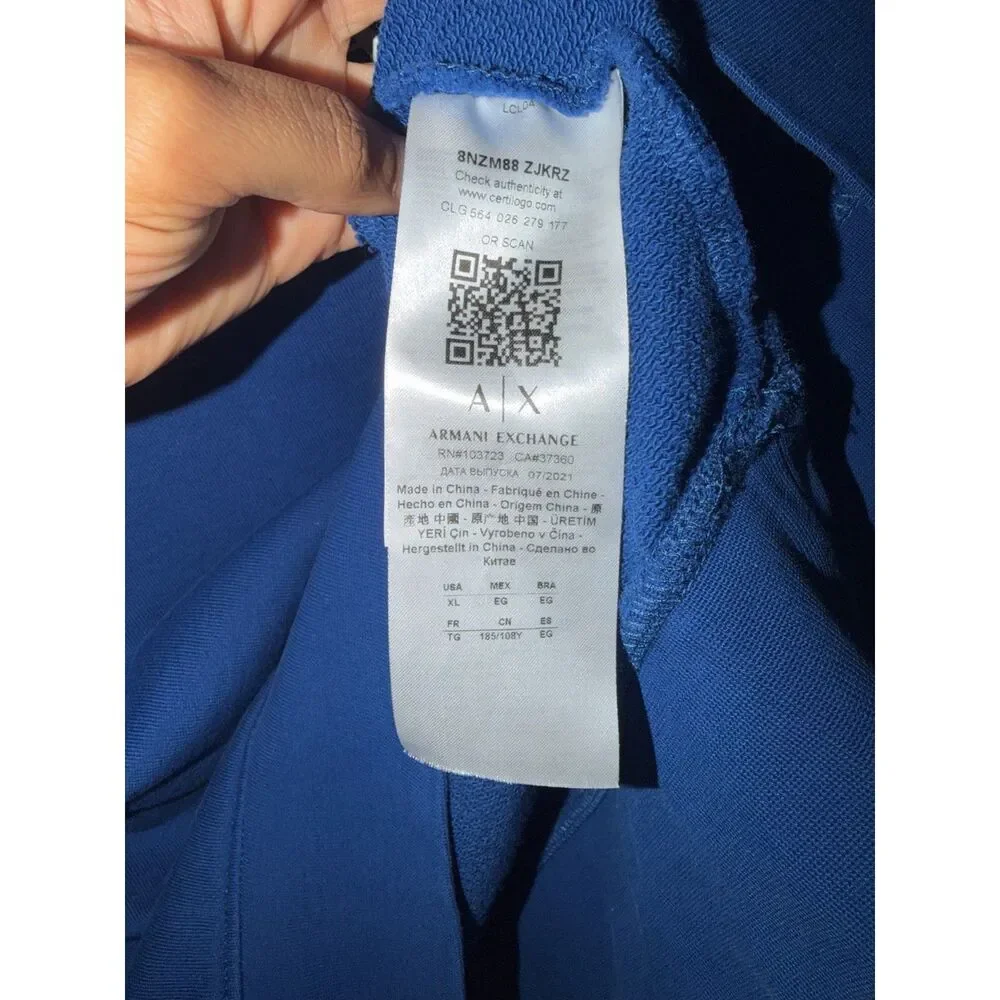 Armani Exchange Men’s Blue Sweatshirt Size XL Milano New York
